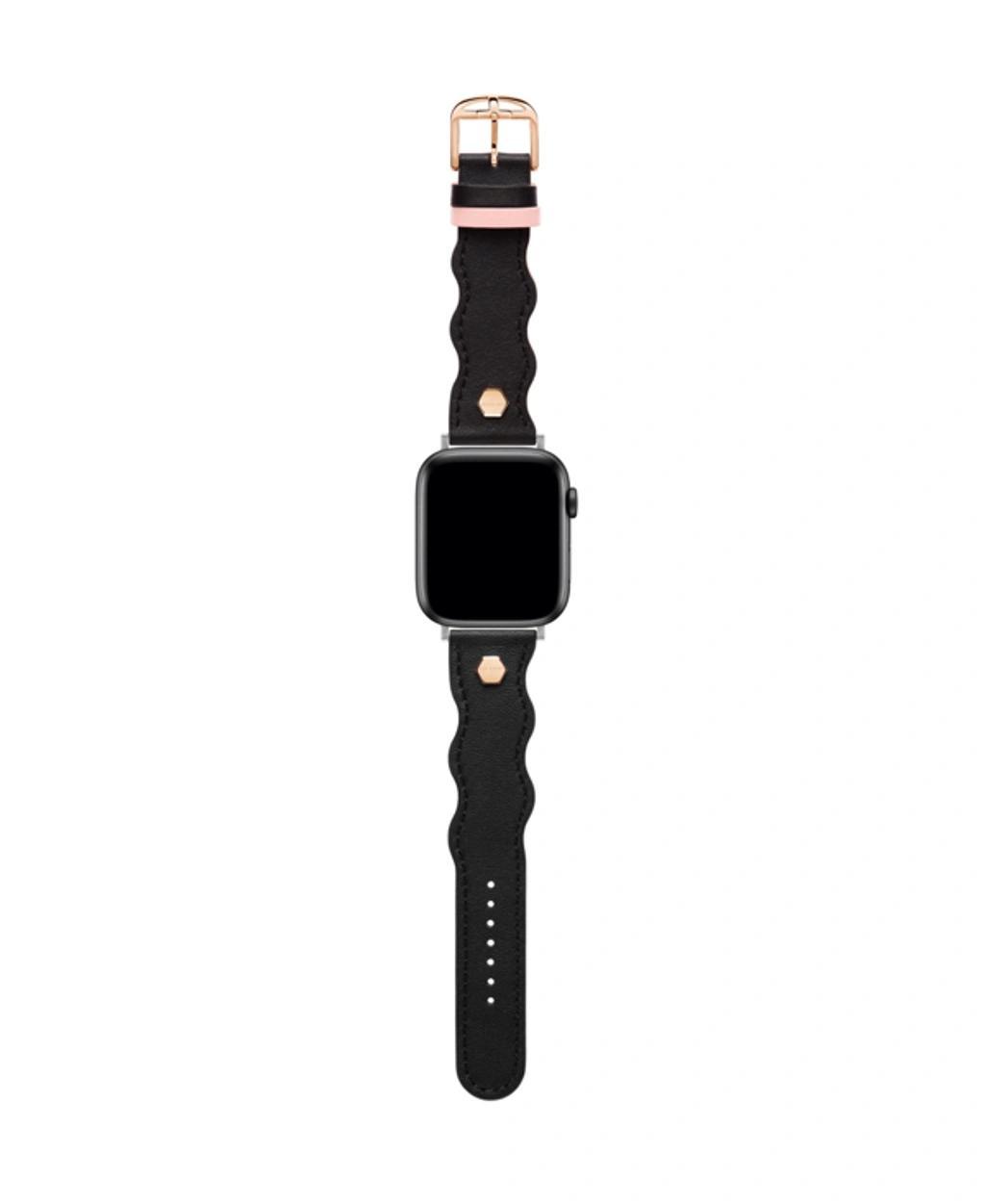 Women's Ted Wavy Design Black Leather Strap Product Image