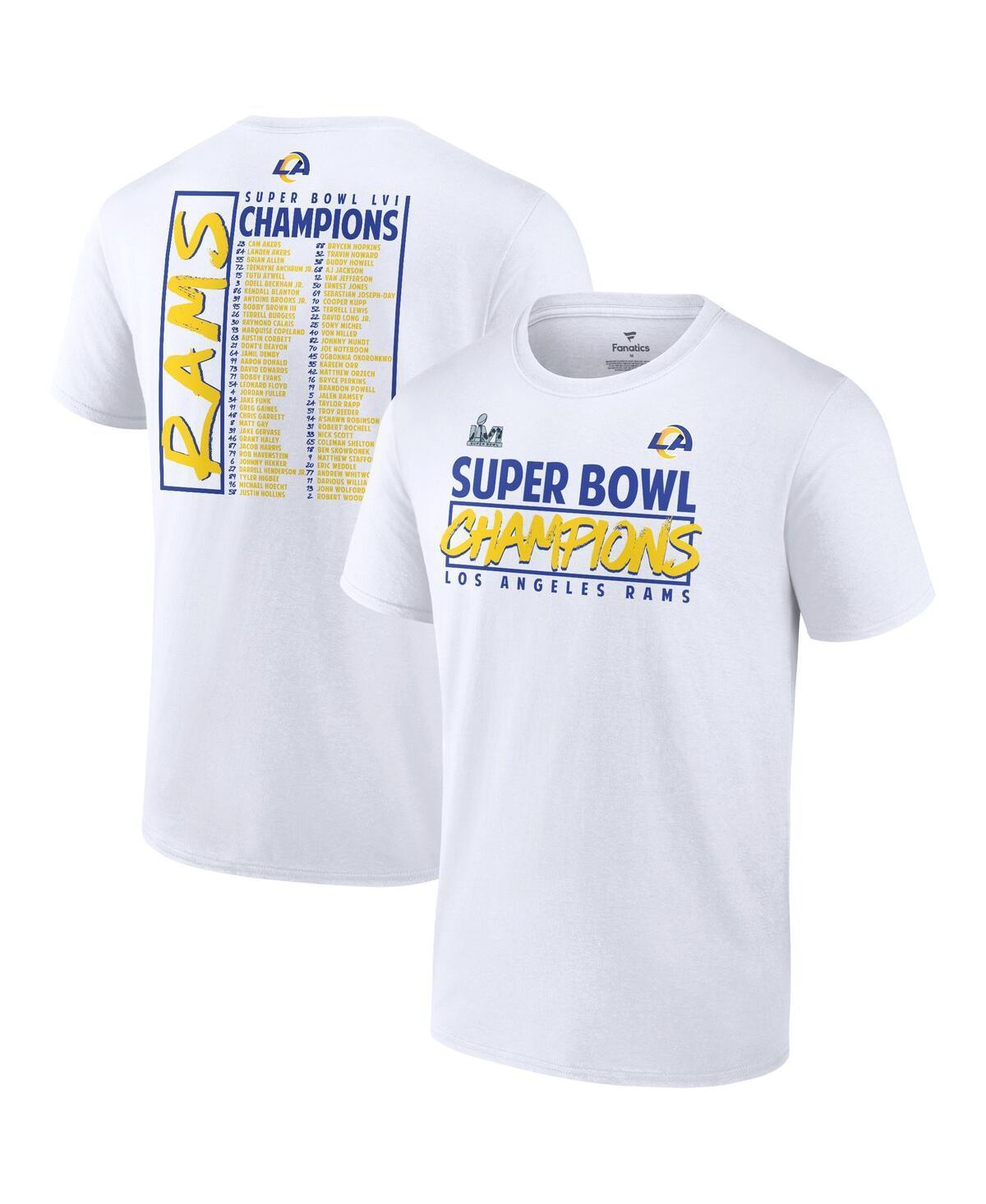 Mens Fanatics White Los Angeles Rams Super Bowl Lvi Champions Stacked Roster T-shirt Product Image