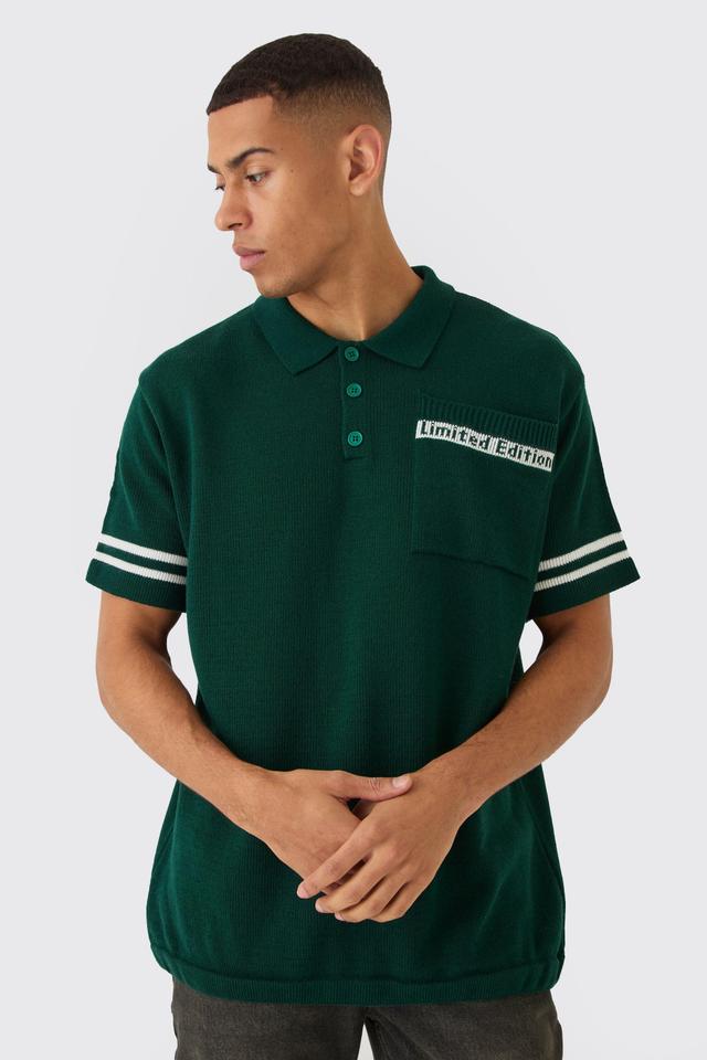 Oversized Limited Edition Knitted Polo Shirt | boohooMAN USA Product Image