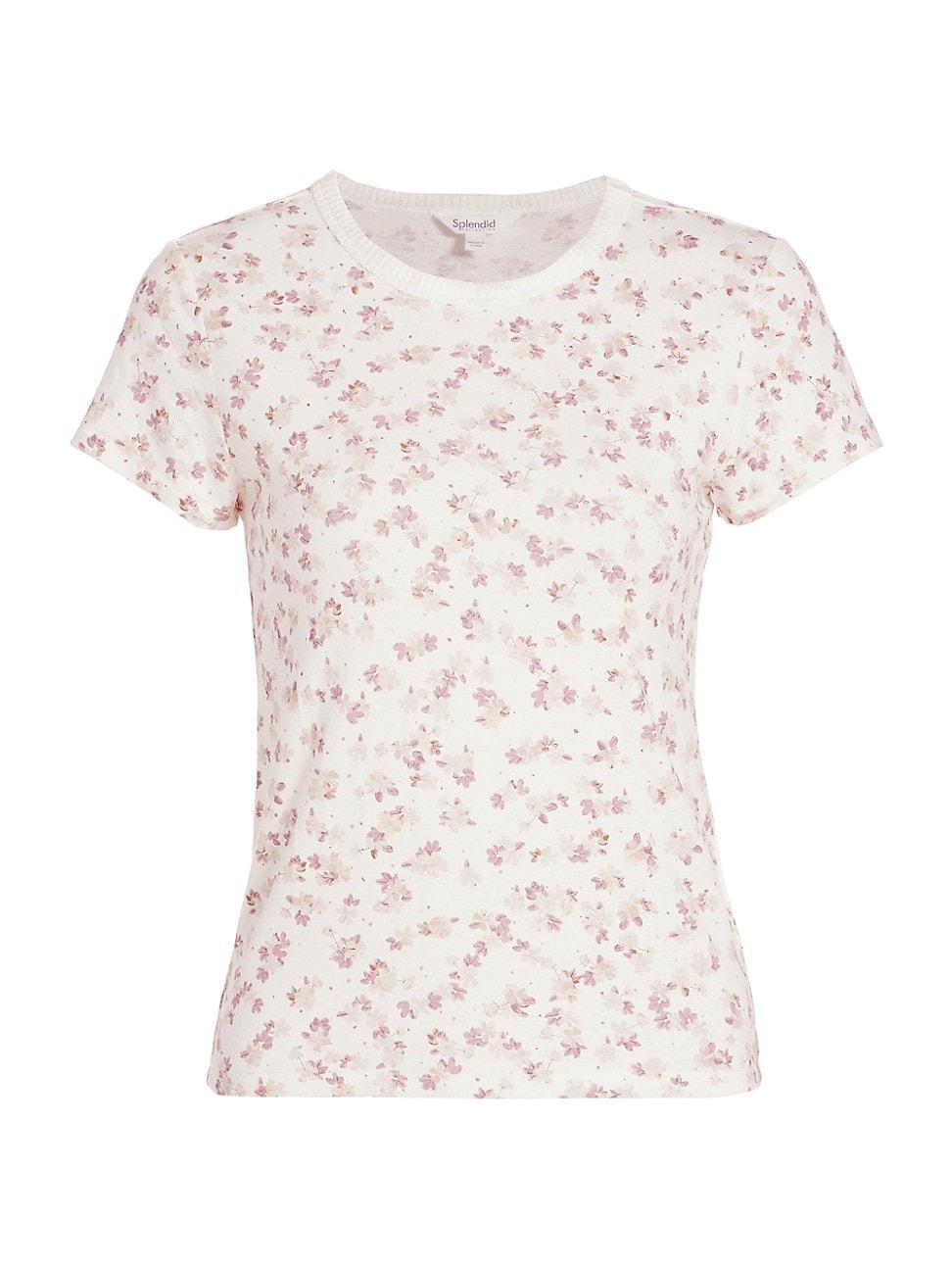 Womens Candice Floral Linen-Blend T-Shirt Product Image