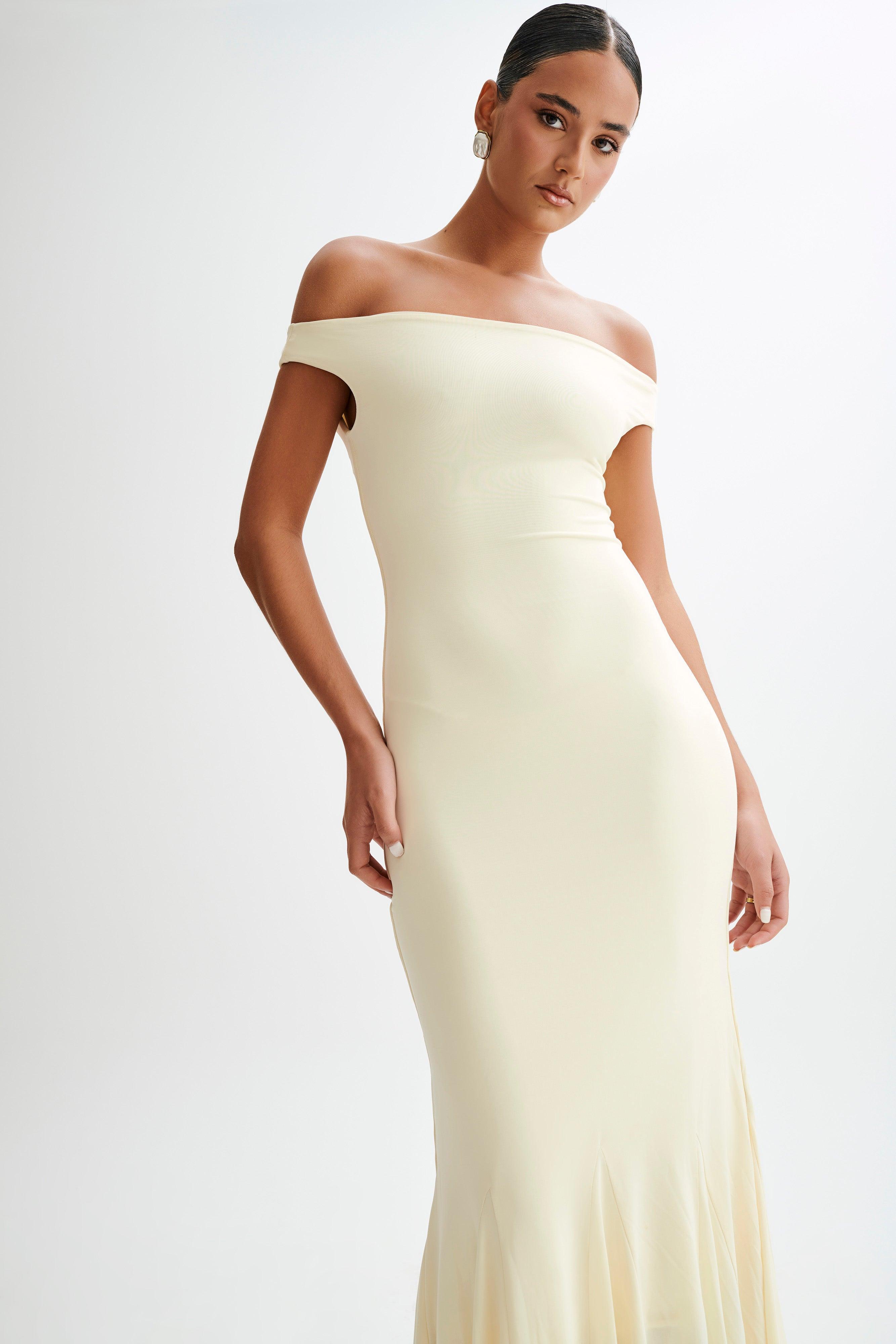 Analina Slinky Handkerchief Midi Dress - Lemon Sherbet Product Image