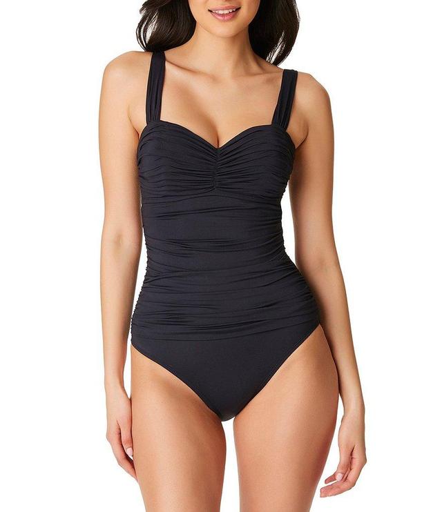 Bleu Rod Beattie Kore Shirred Bandeau Underwire Tank One Piece Ruched Swimsuit Product Image