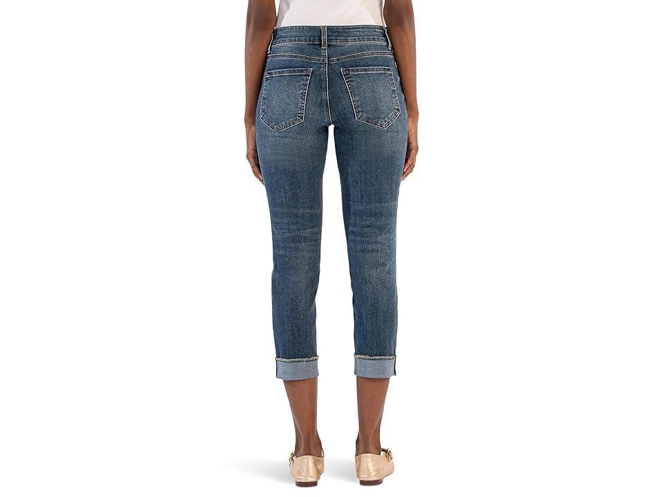 KUT from the Kloth Amy Crop Straight-Wstbnd Double Btn Roll Up (Showcase W/Dk Base Wash) Women's Jeans Product Image