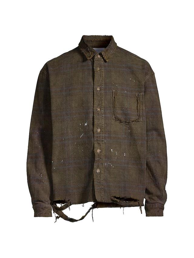 Mens John Elliott x Mastermind Folsom Hemi Distressed Button-Front Shirt Product Image