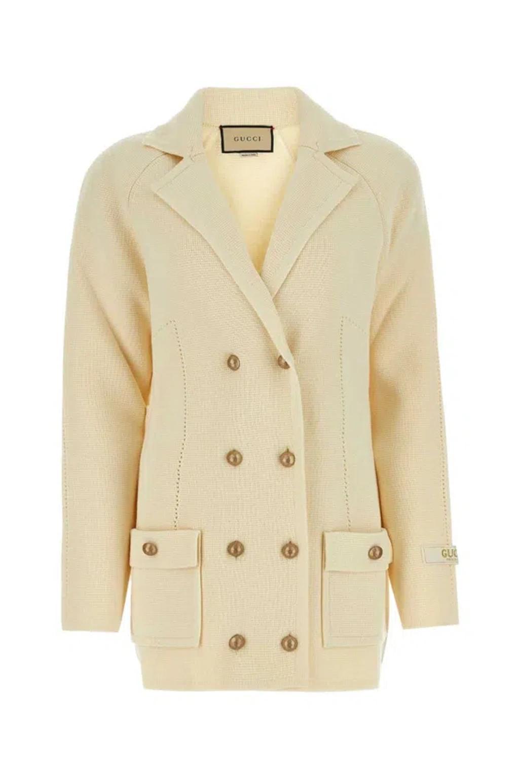 Woman Ivory Wool Blazer In Cream Product Image