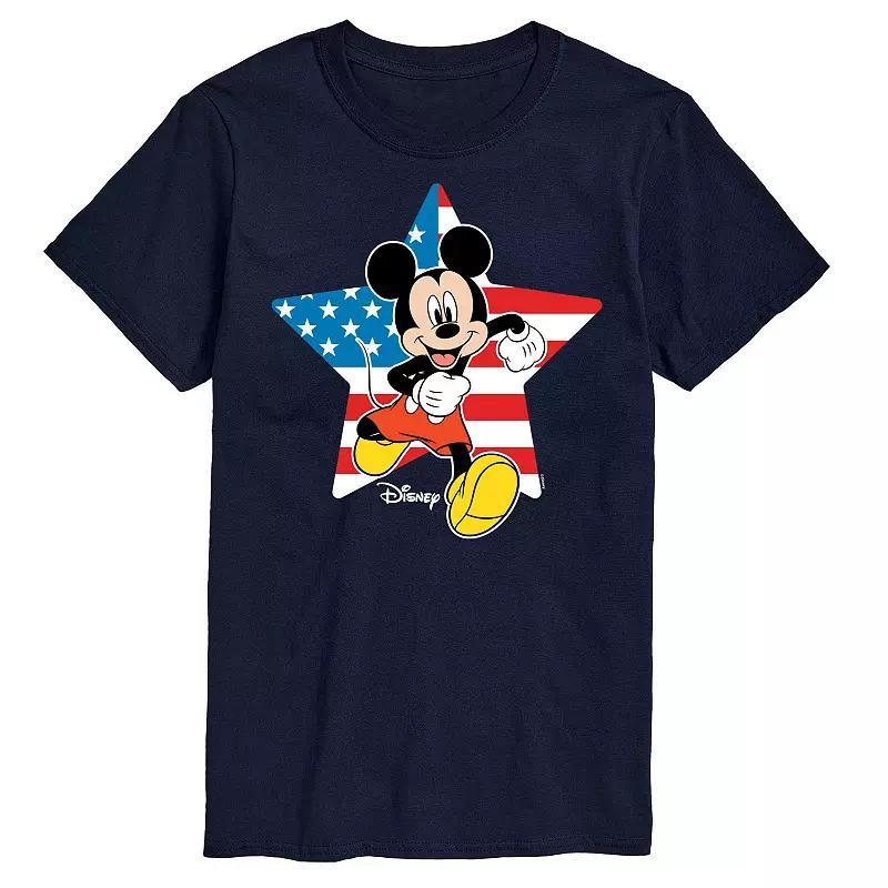 Disneys Mickey Mouse Mens USA Flag Graphic Tee Med Grey Product Image