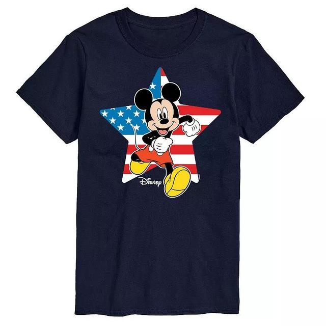 Disneys Mickey Mouse Big & Tall Flag Star Graphic Tee, Mens Blue Product Image