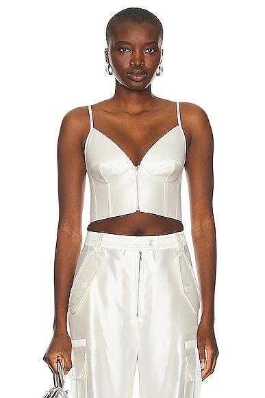 Christopher John Rogers Zip Front Bralette Top Ivory. (also in ). Product Image