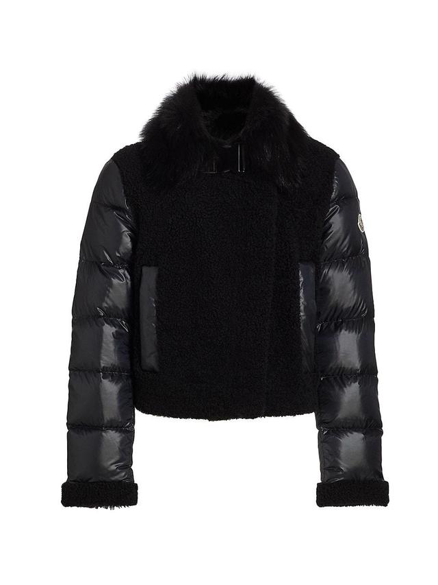 Womens Mainline Shearling-Embellished Puffer Jacket Product Image