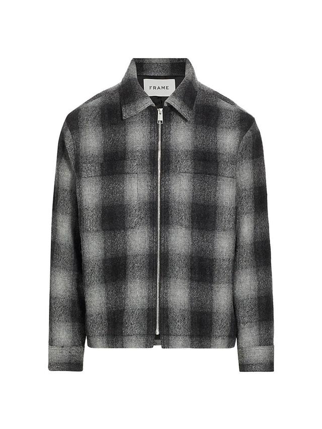 Mens Plaid Wool Full-Zip Overshirt Product Image