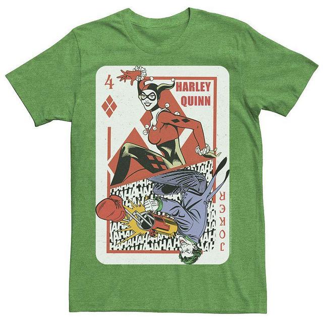 Mens DC Comics Harley Quinn Joker Playing Card Tee, Mens Grey Heather Product Image