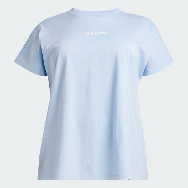 adidas Essentials Linear Cotton Tee (Plus Size) Glow Blue 1X Womens Product Image