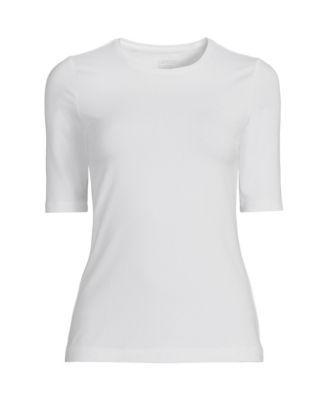 Plus Size Lightweight Jersey Skimming Elbow Sleeve Crew Neck T-shirt Product Image