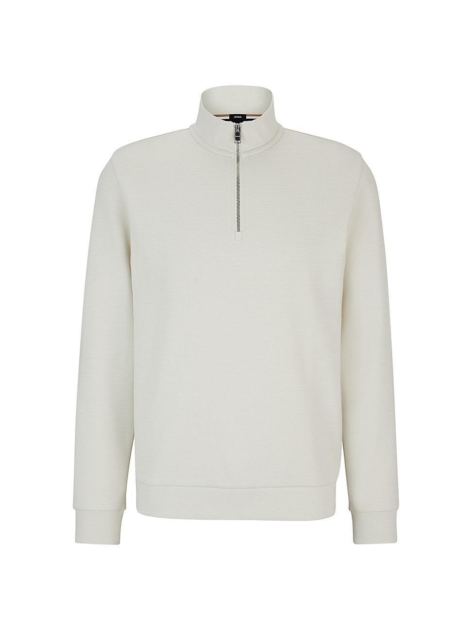 Mens Zip-Neck Sweatshirt In Mercerized Cotton Jacquard Product Image