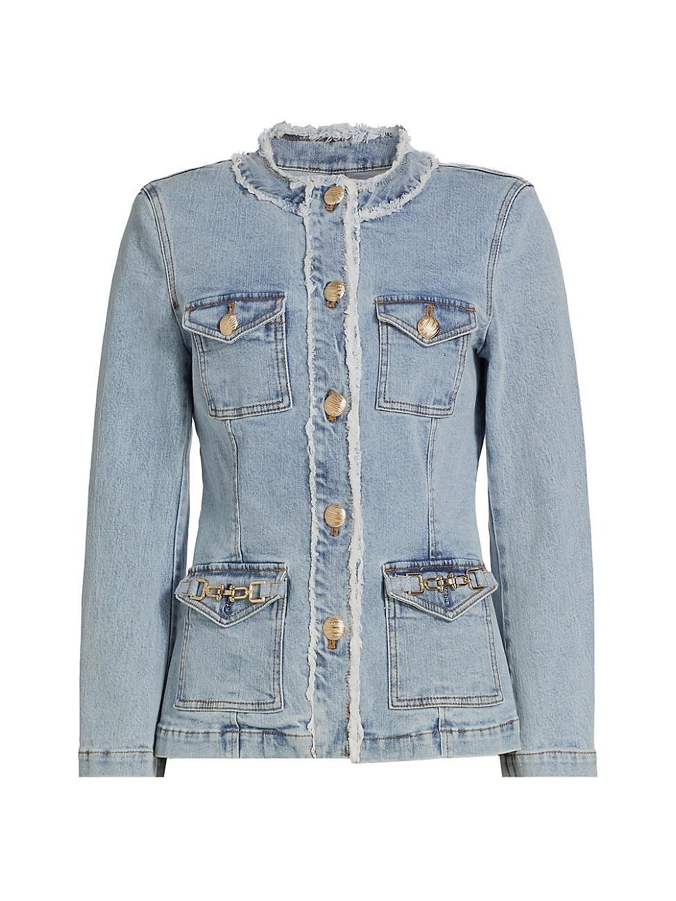 Womens Larsa Frayed Denim Jacket Product Image