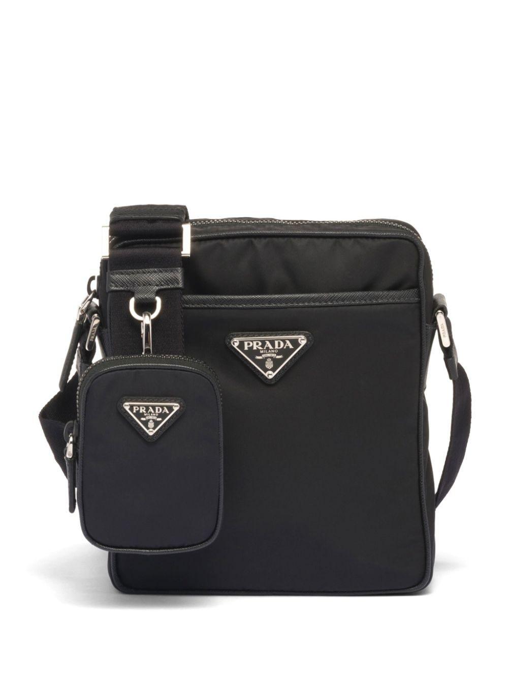 Re-nylon Logo-plaque Shoulder Bag In Black Product Image