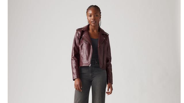 Faux Leather Moto Jacket Product Image