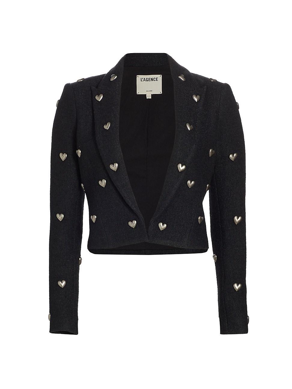 Womens Jen Heart-Studded Crop Blazer Product Image