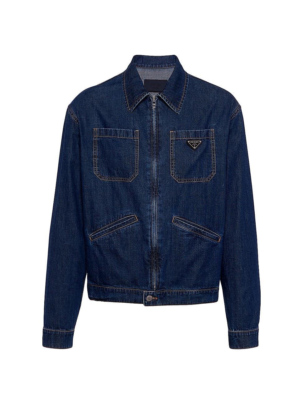 Mens Light Denim Zipper Jacket Product Image