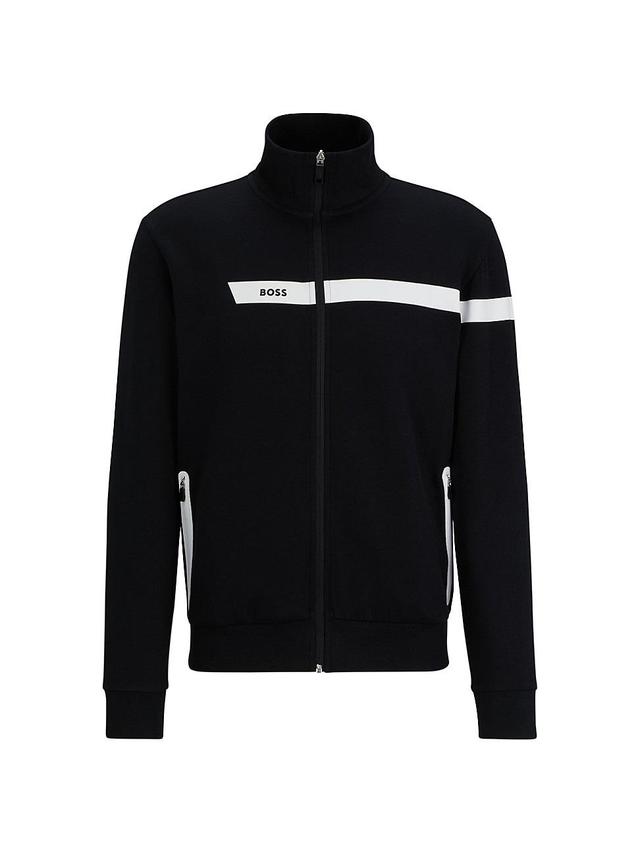 Mens Cotton-Blend Zip-Up Sweatshirt With Graphic Logo Stripe Product Image