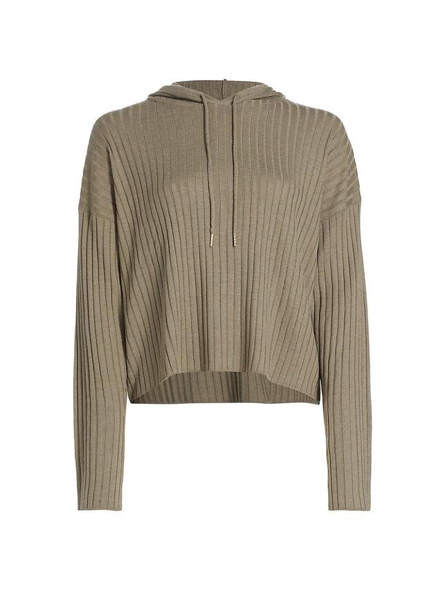 Womens Rib-Knit Crop Hoodie Product Image