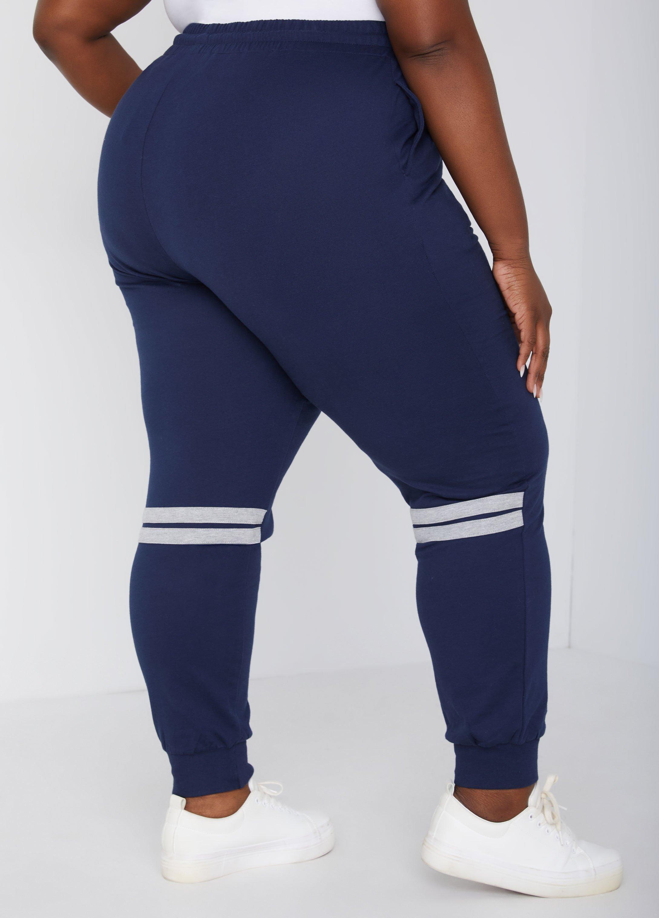 Plus Size Striped Terry Joggers Ashley Stewart Product Image