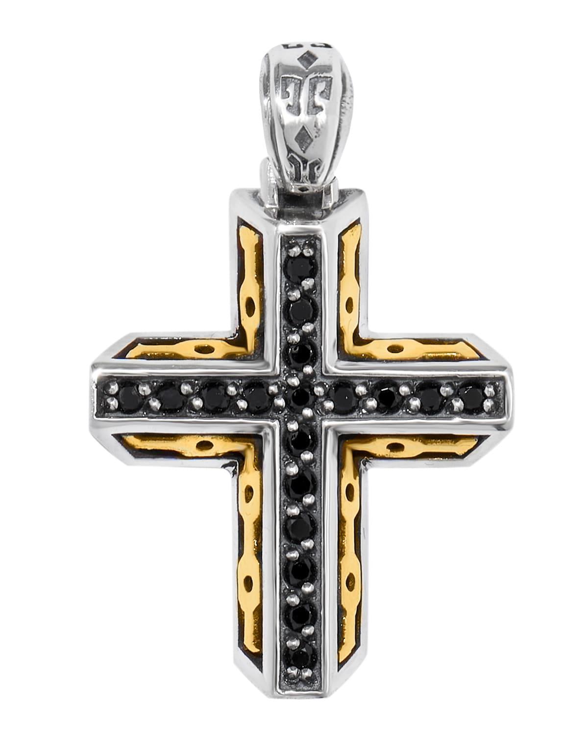 Mens Arc Two-Tone Spinel Cross Pendant Product Image