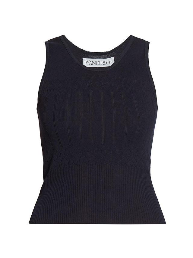 Womens Pointelle Knit Tank Top Product Image