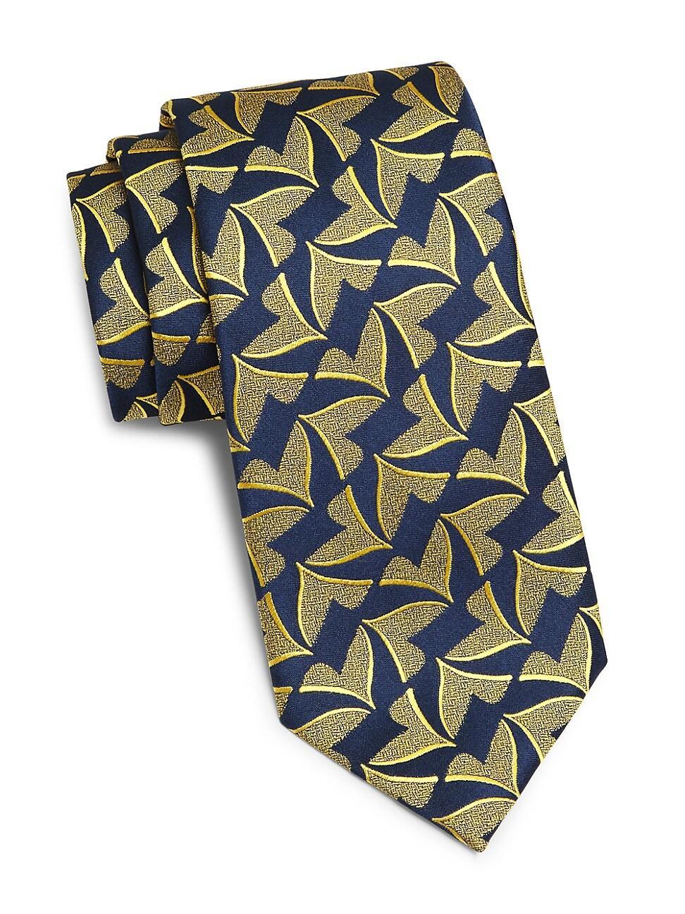 Mens Whale Tail Jacquard Silk Tie Product Image