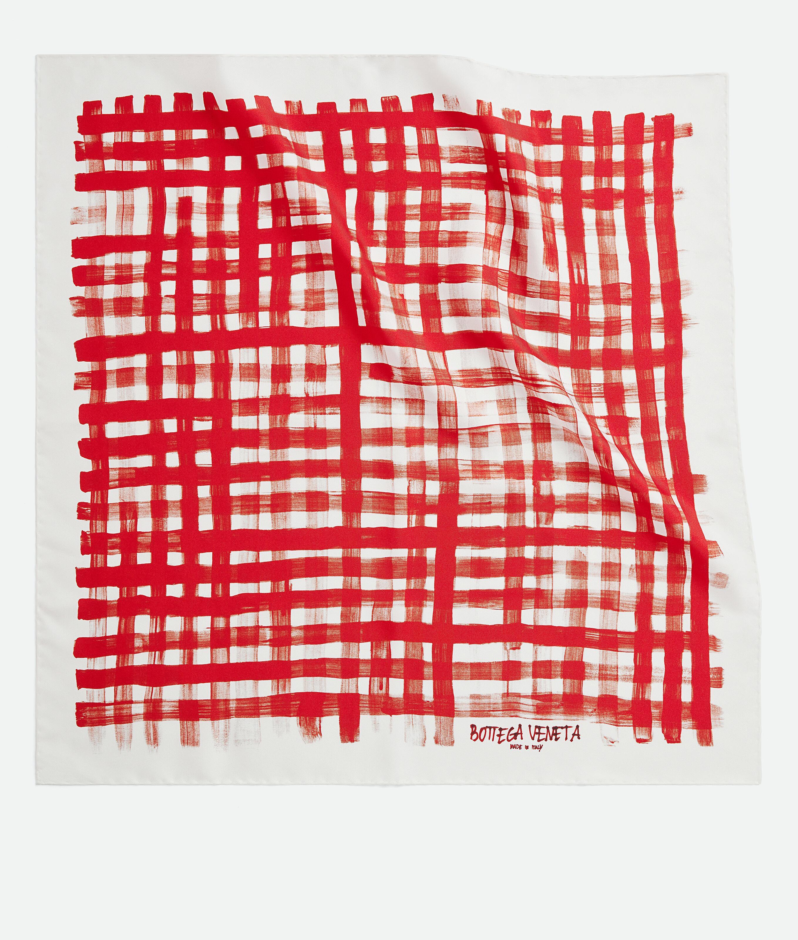 Women's Printed Silk Check Foulard  in Red/white Product Image