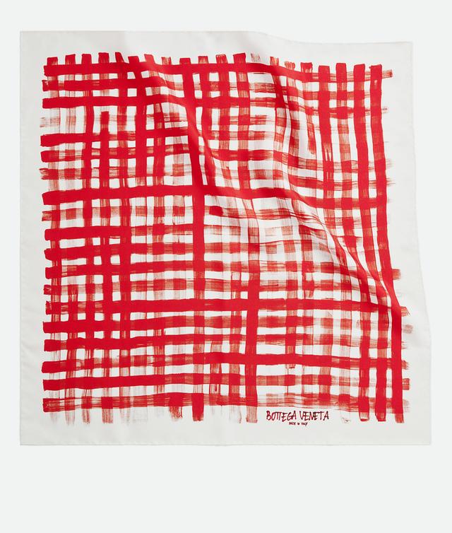 Women's Printed Silk Check Foulard  in Red/white Product Image