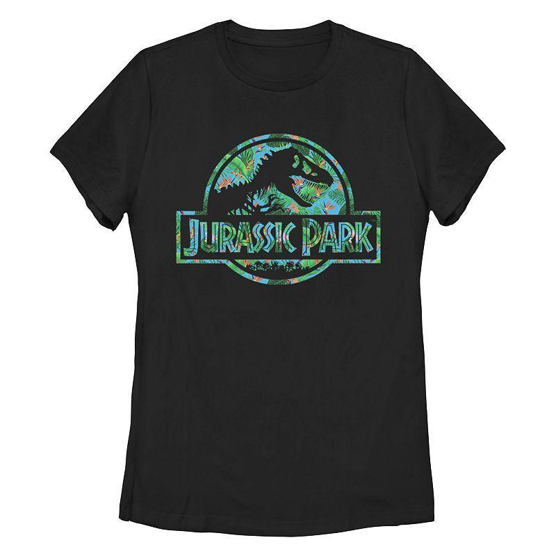 Juniors Jurassic Park Floral Tropical Logo Tee, Girls Product Image