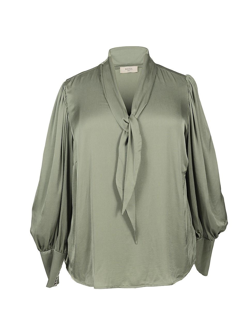 Womens Plus Size Mia Satin Scarf Blouse Product Image