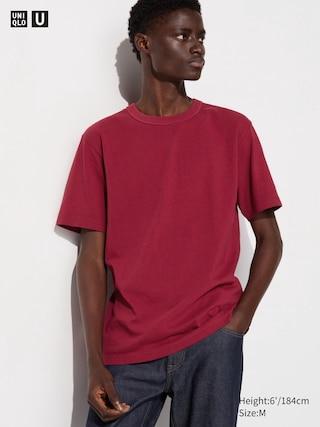 Mens Crew Neck T-Shirt Red XL UNIQLO US Product Image