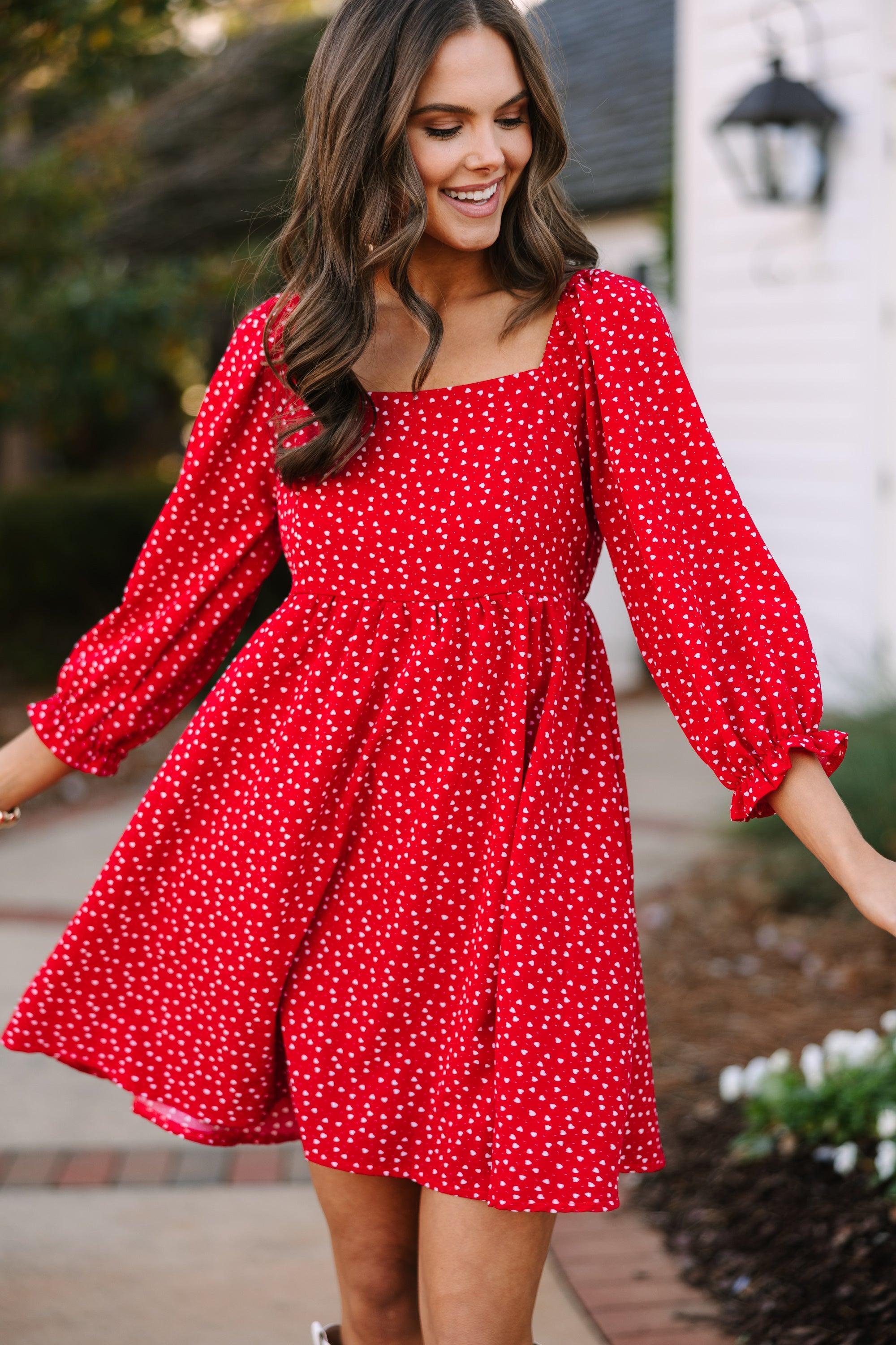 Found Love Red Heart Print Dress Female product image