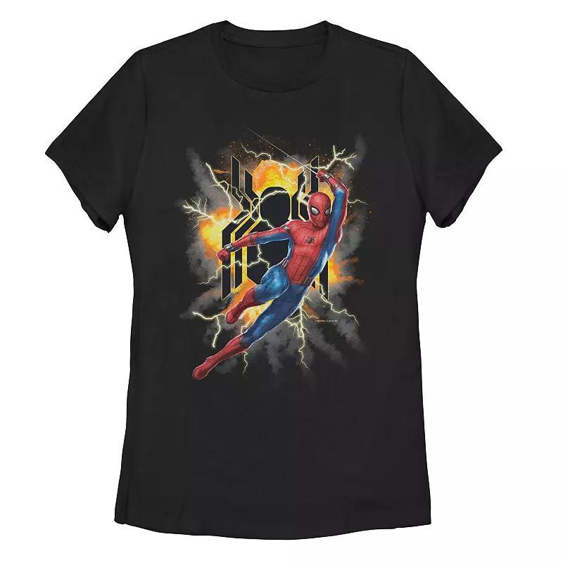 Juniors Marvel Spider-Man Logo Explosion Poster Tee Shirt, Girls Product Image