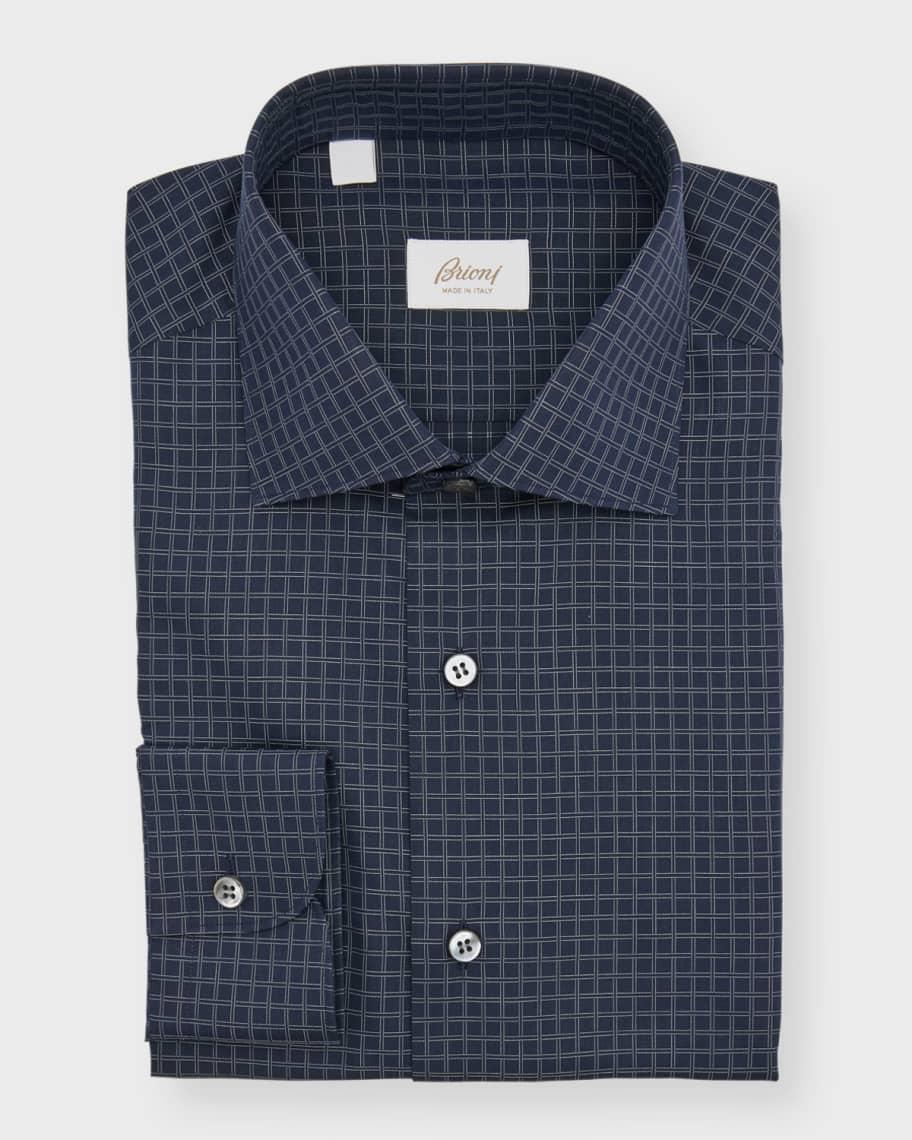 Men's Cotton Graph Check Dress Shirt Product Image