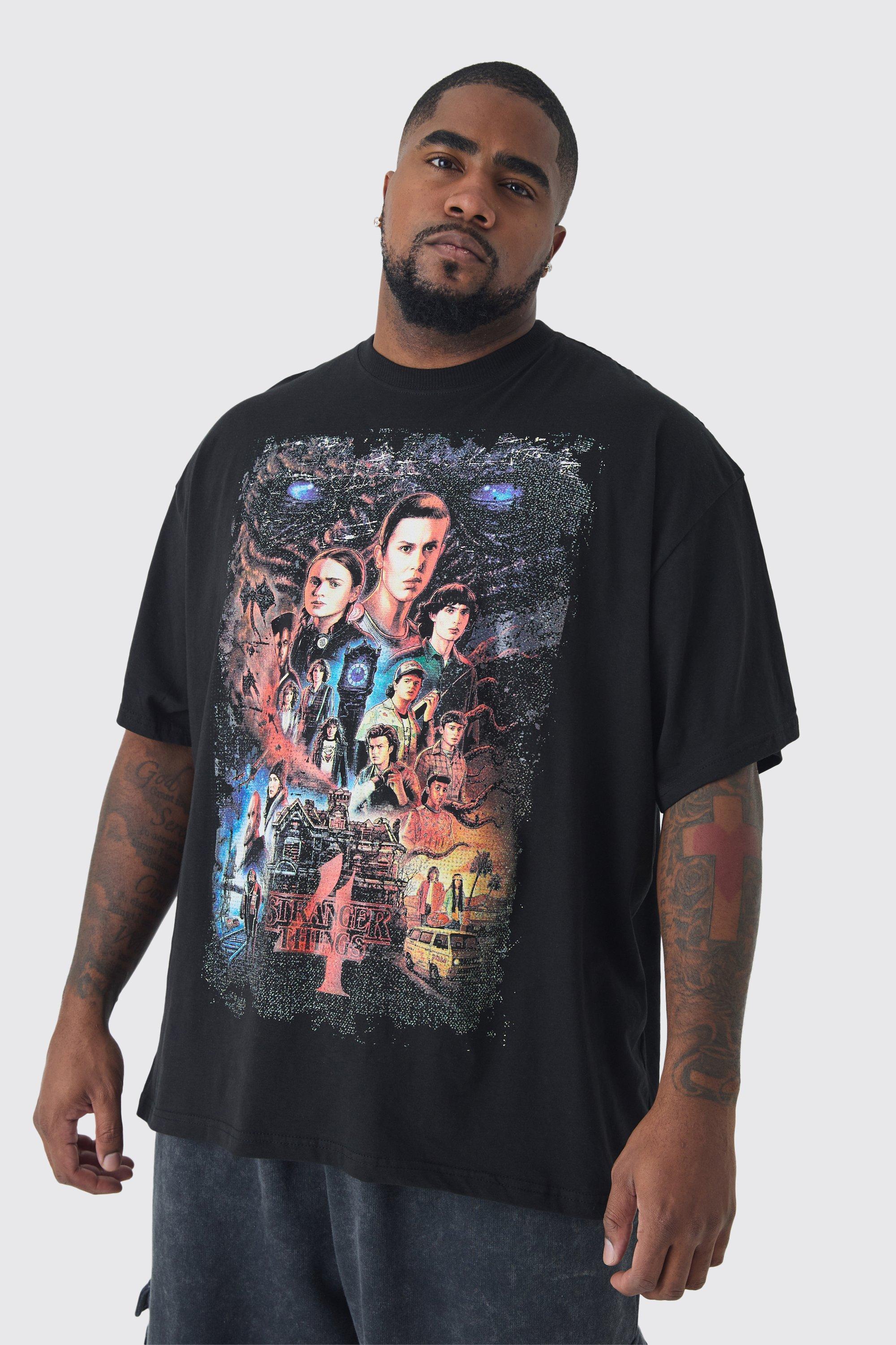 Plus Stranger Things License Oversized T-Shirt | boohooMAN USA Product Image