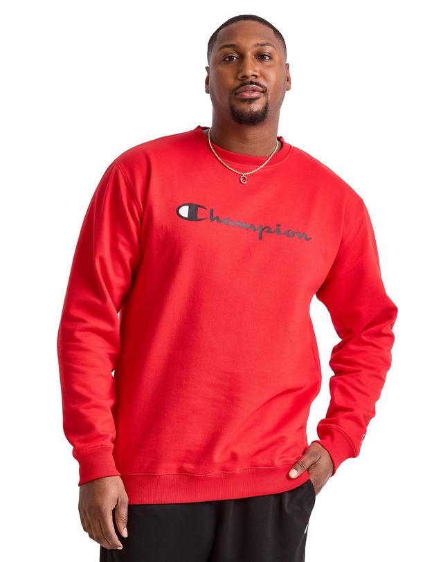 Mens Champion Powerblend Crewneck Sweatshirt, Script Logo (Big & Tall) Black 3XT Product Image