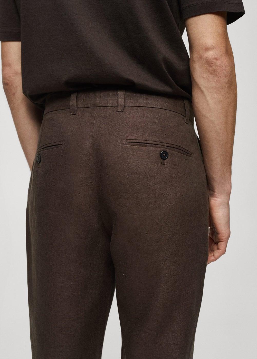 MANGO MAN - Slim-fit 100% linen pants chocolateMen Product Image