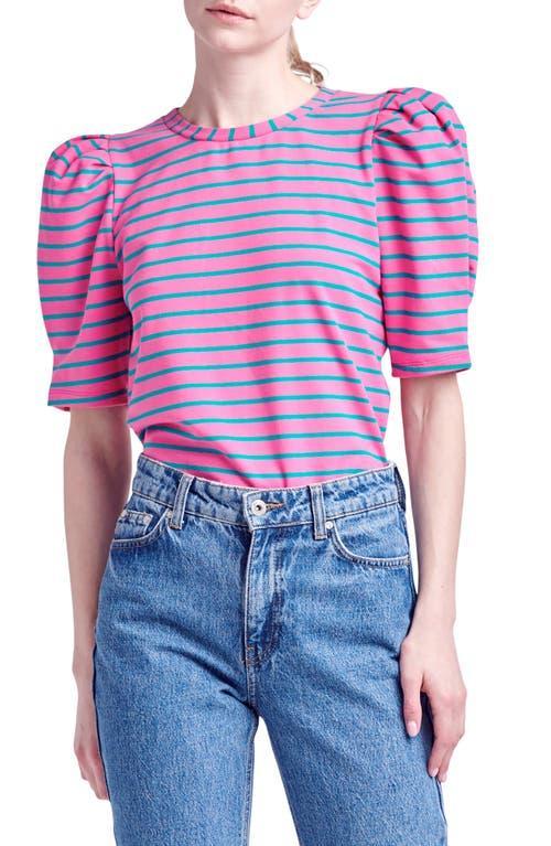 English Factory Stripe Puff Sleeve Top Product Image