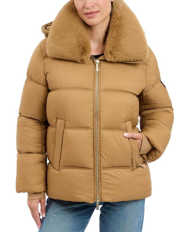 Michael Michael Kors Womens Faux-Fur-Collar Hooded Puffer Coat, Created for Macys Product Image