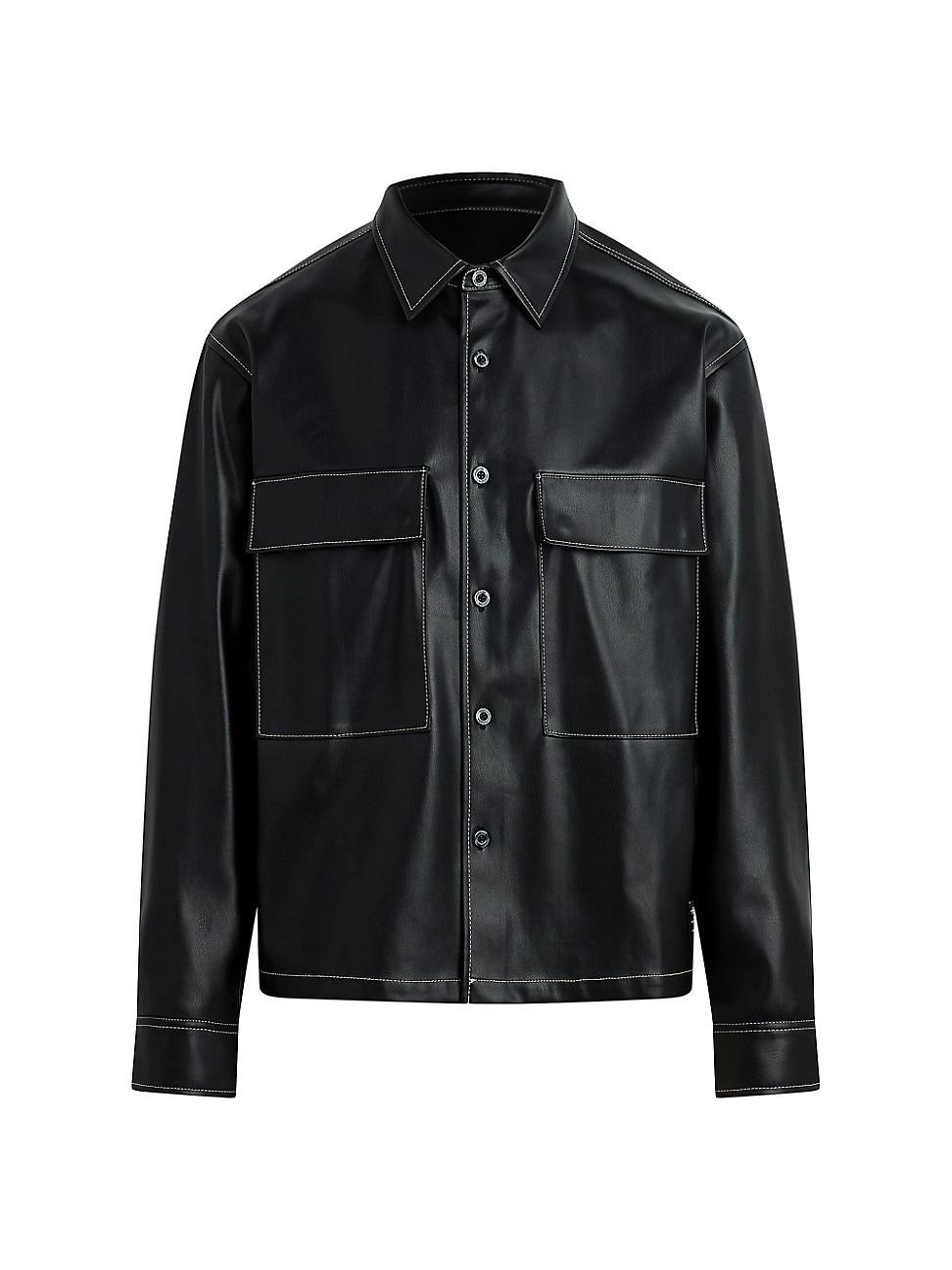 Men's Faux-Leather Overshirt Product Image