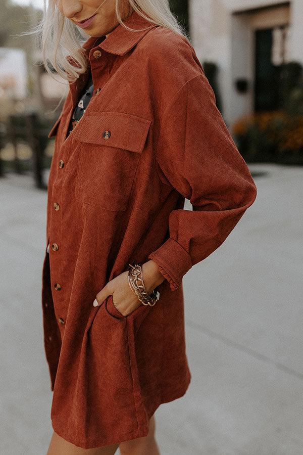 Lattes At The Lodge Corduroy Dress In Rust Product Image