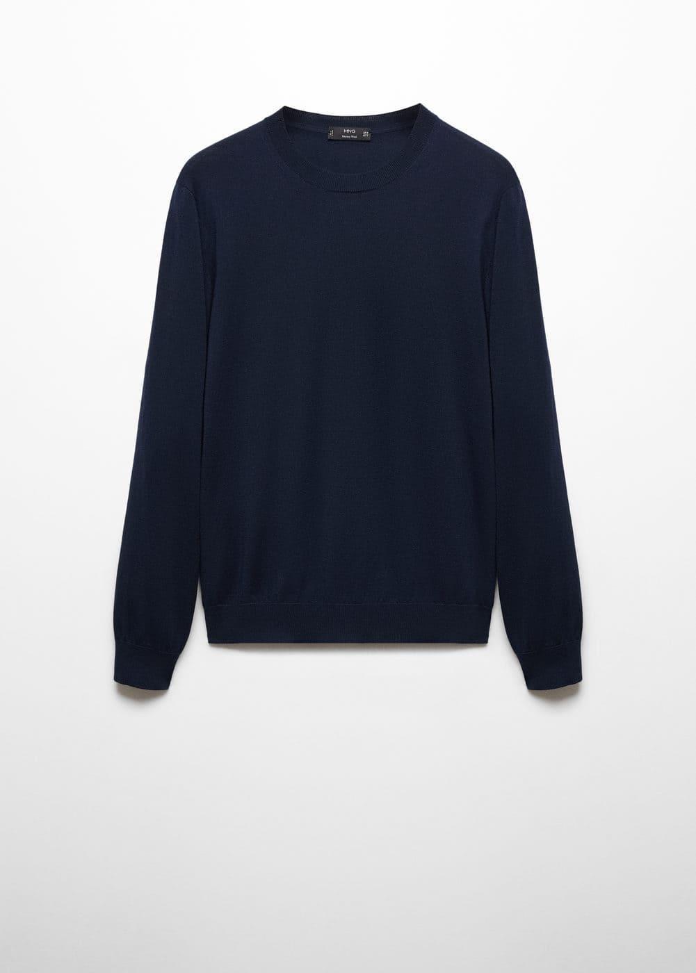 MANGO MAN - Openwork knit polo neck sweater dark navyMen Product Image