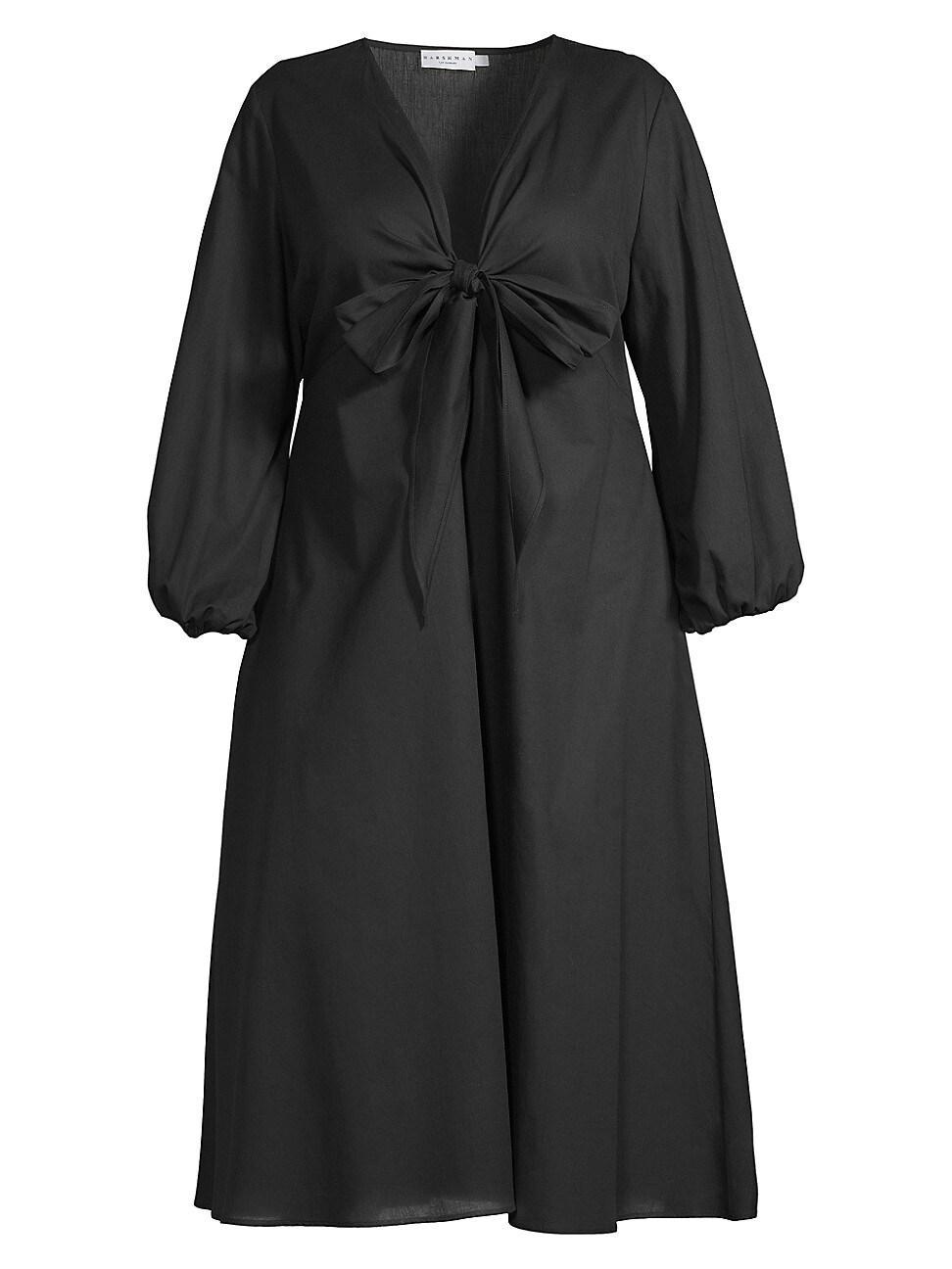 Womens Novella Puff-Sleeve Midi-Dress Product Image