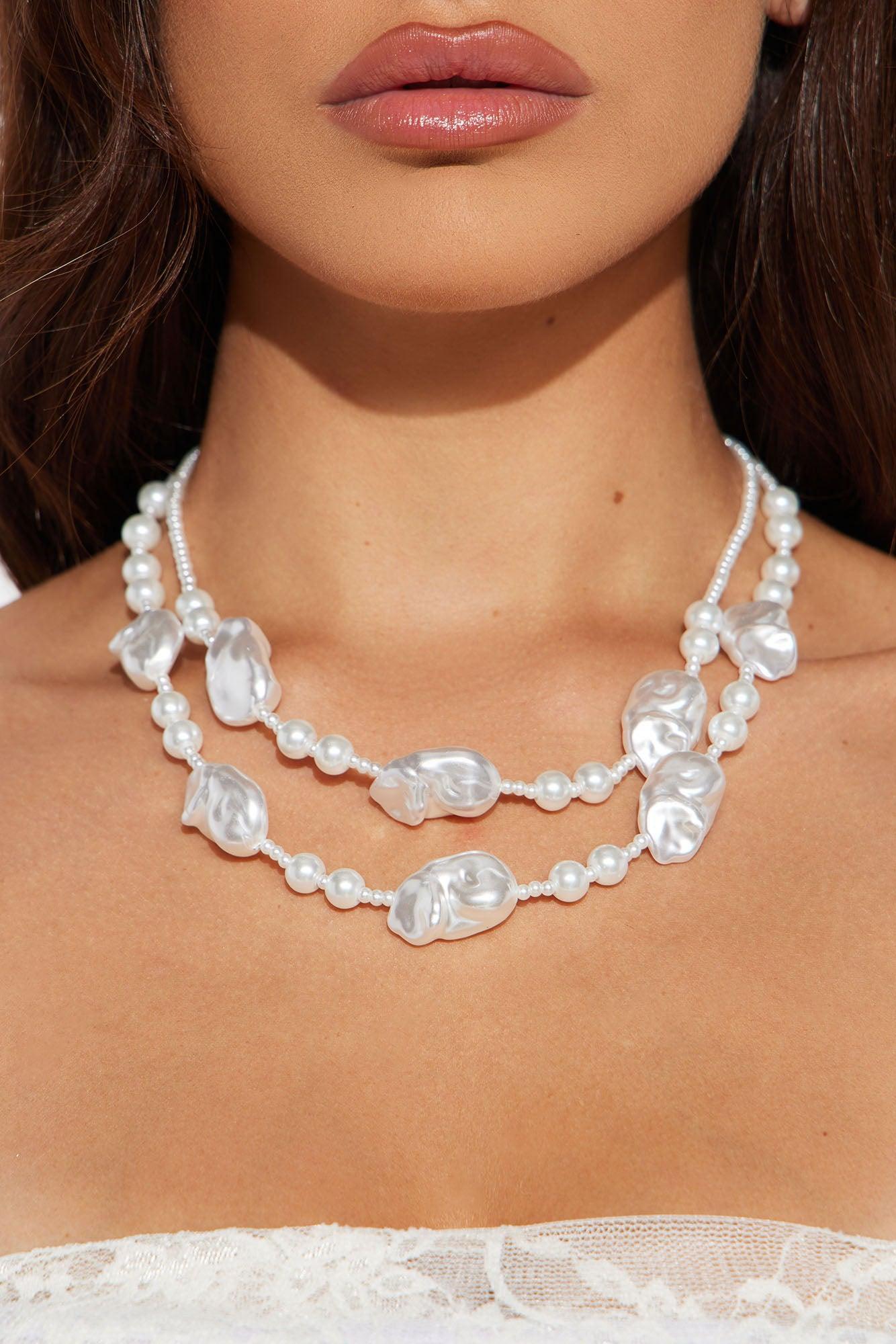 Ocean Pearl Layered Necklace - White Product Image