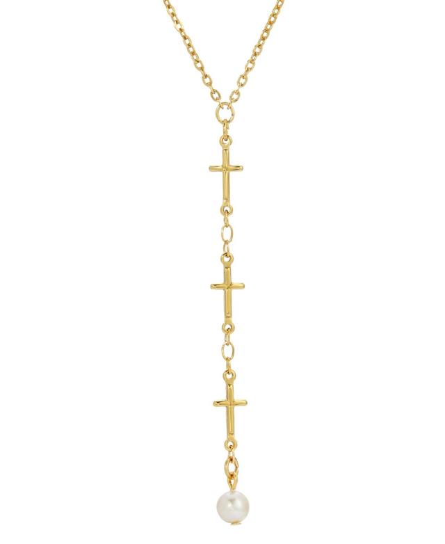 Symbols of Faith Triple Cross Y Necklace, Womens, Gold Tone Product Image