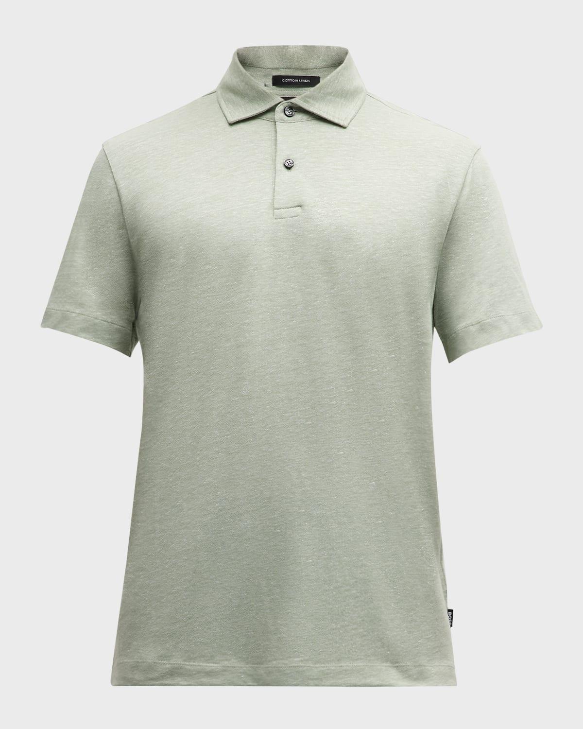 Mens Linen Cotton Short-Sleeve Polo Shirt Product Image