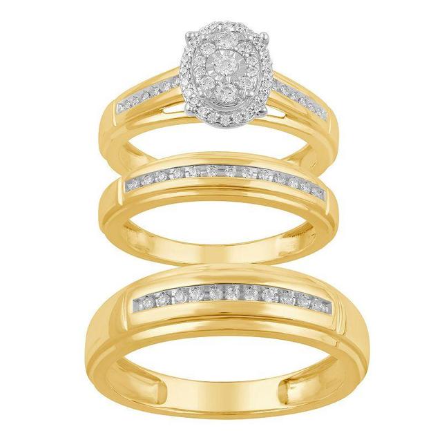 10k Gold 3/8 Carat T.W. Diamond Trio Ring Set, Womens 10k Two Tone Product Image